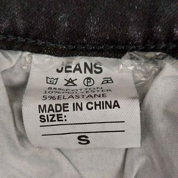 Womens Small Black Denim Distressed Short Shorts Fringed Frayed Hem - Picture 3 of 5